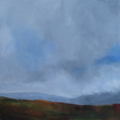 While We Wait, oil, panel 1 of diptych, 24" x 24" x 1.5"