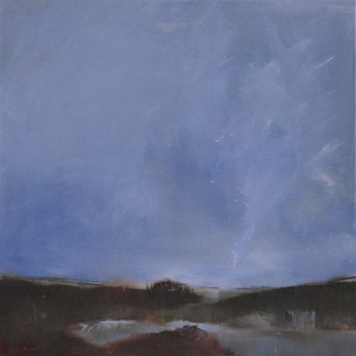 Finally, oil, 20x20x1.5" $800 framed. Available at <a href="https://13forest.com/">13 FOREST Gallery</a>, 167A Mass. Ave., Arlington, MA Dusk just beings to fall over the marshes of Gloucester, Mass., muting the green, burnt sienna and yellow ochre earth tones of the grasses and blue-grey of the pools of water.