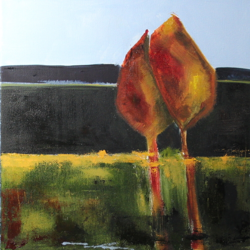Two Trees oil, 12" x 12"