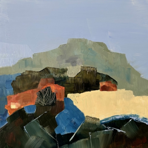 Beyond the Ridge, oil on cradled panel, 10x10x2