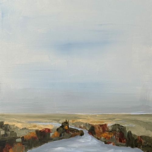 Journey, oil on cradled panel, 18x18x1.5” Available at Available at <a href="https://www.alpersfineart.com/">Alpers Fine Art</a>, 8 Dock Square, Rockport, MA