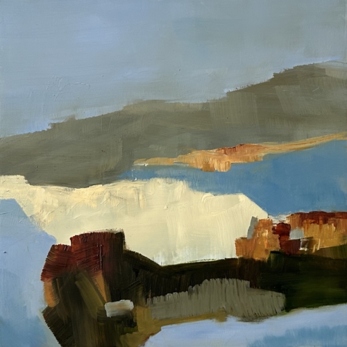 Villages, oil on cradled panel, 10x10x2